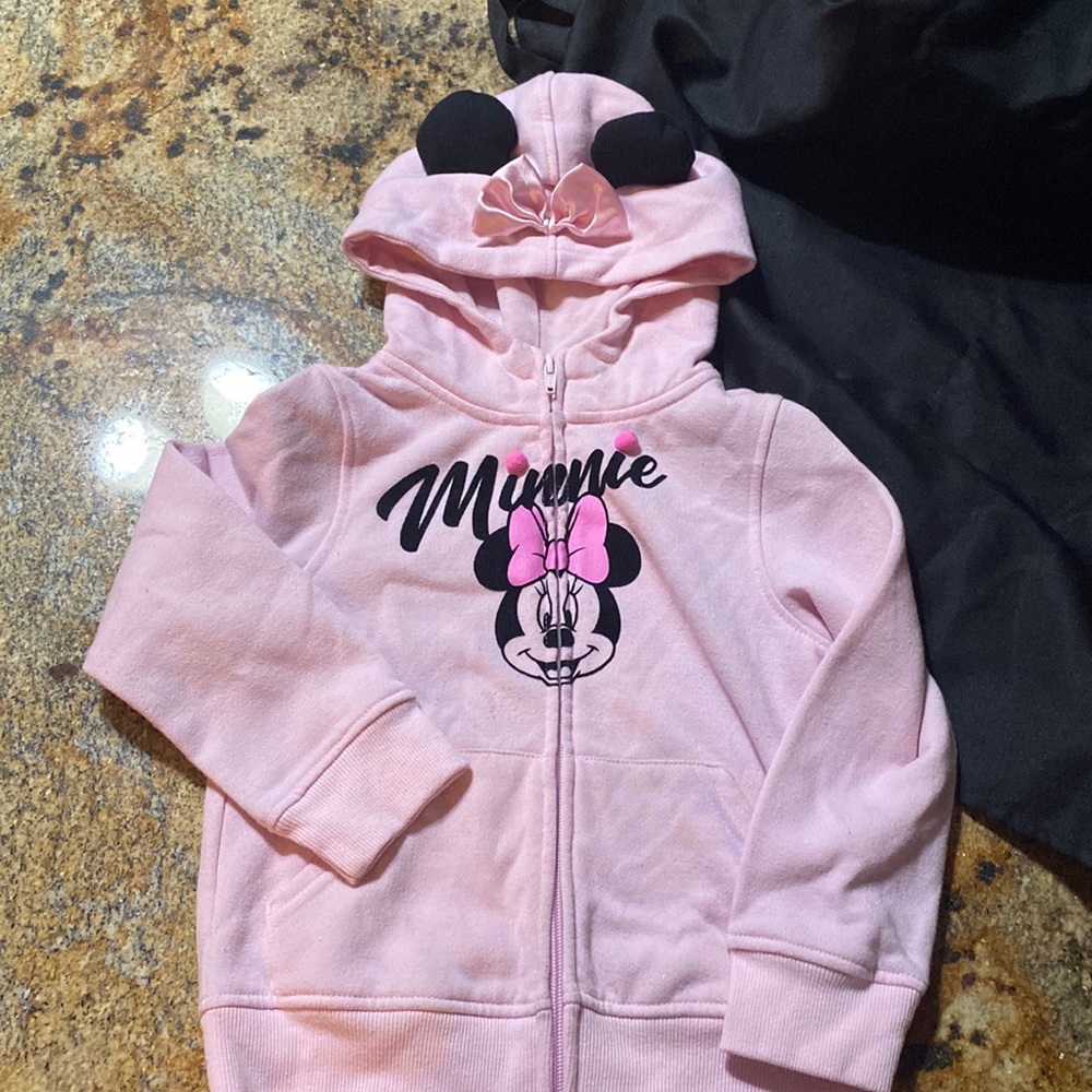 5t mini mouse Disney Junior zip sweater with ears and bow on hood